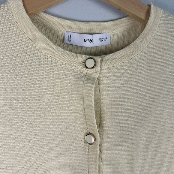 MNG Mango Ribbed Knit Sleeveless Button-Up Vest Top - Picture 6 of 7